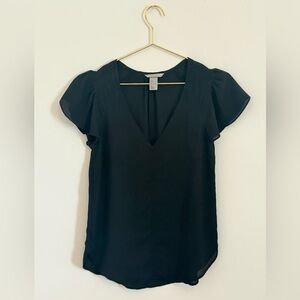 Black short sleeved chiffon blouse